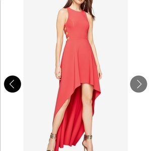 BCBG 2 Roslyn high low cut out dress berry red